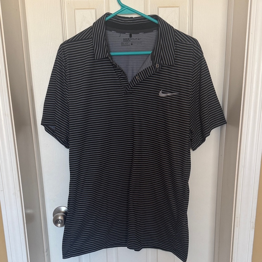 Nike Men's Dark Gray Striped Polo Shirt